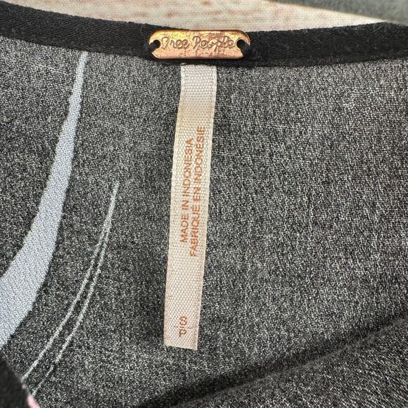 Free People Cold Shoulder Floral Blouse Women's Small Black Asymmetrical Straps - Picture 4 of 8